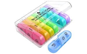 Clear/Rainbow Travel Pill Container
