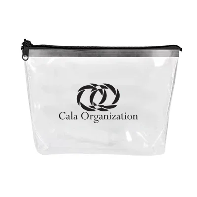 Clear zippered pouch shown with the top closed