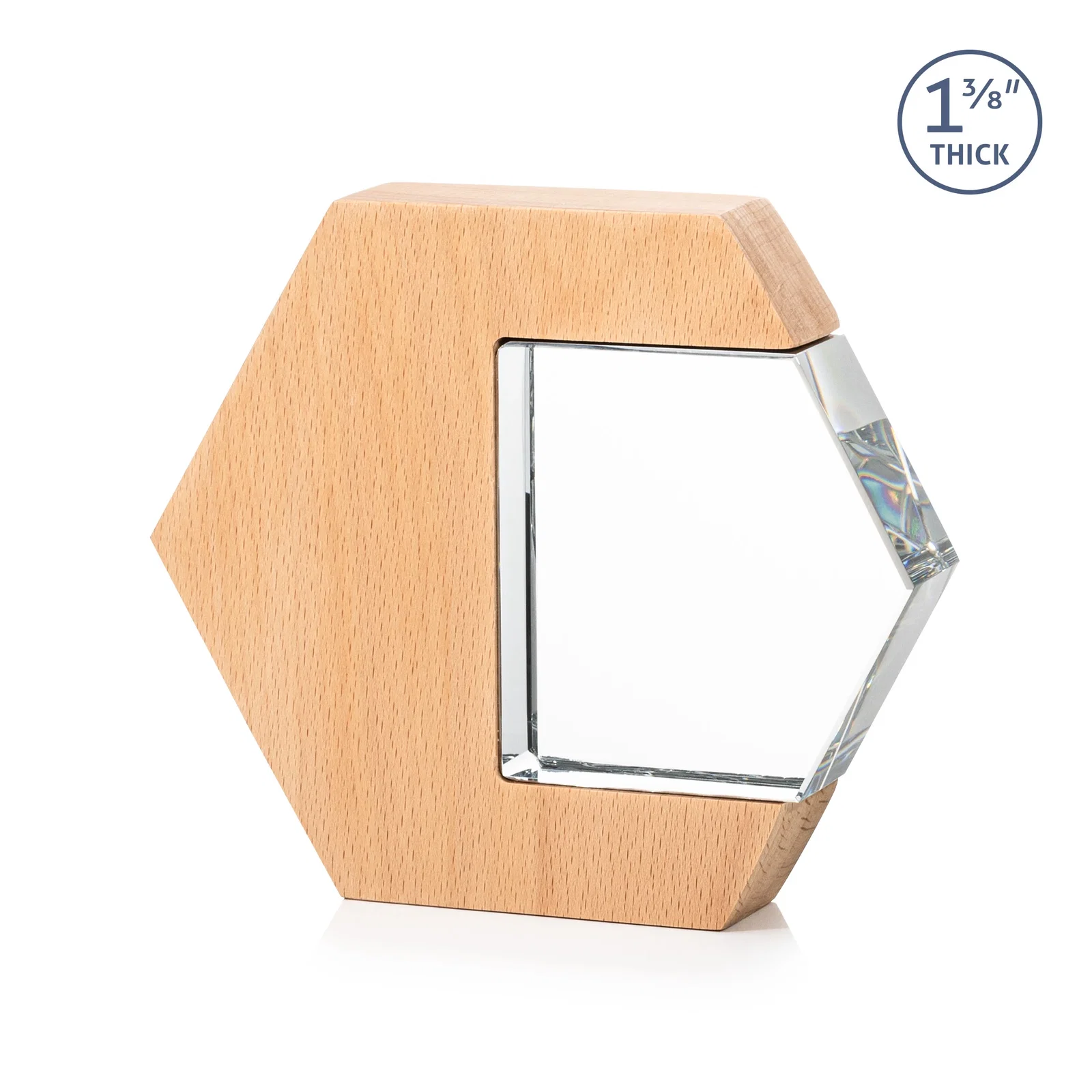 Custom Beechwood Award with Optical Crystal Side Inlay for dealer and partner awards