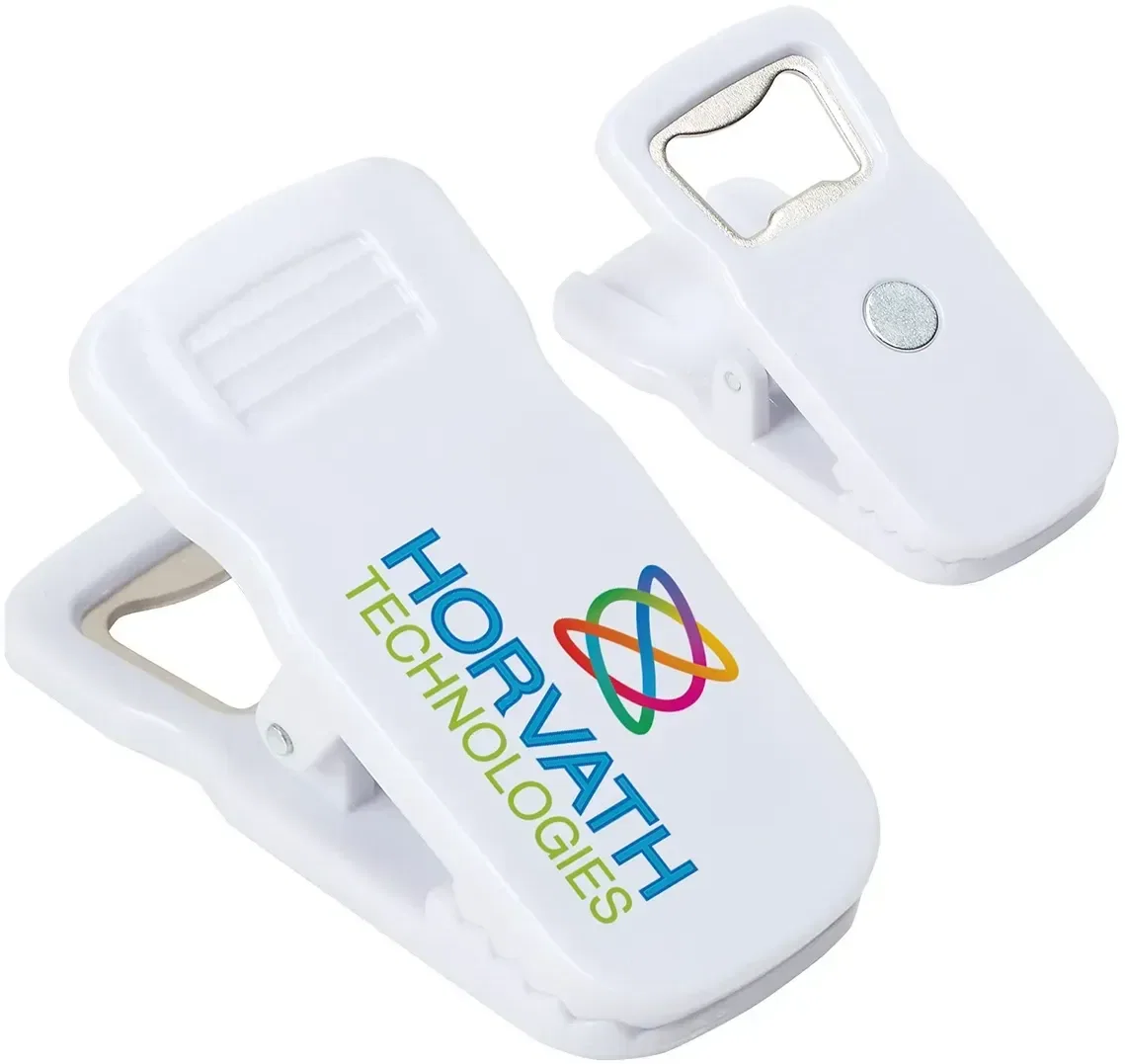 Custom logo Clip It magnetic bottle opener, imprint area detail