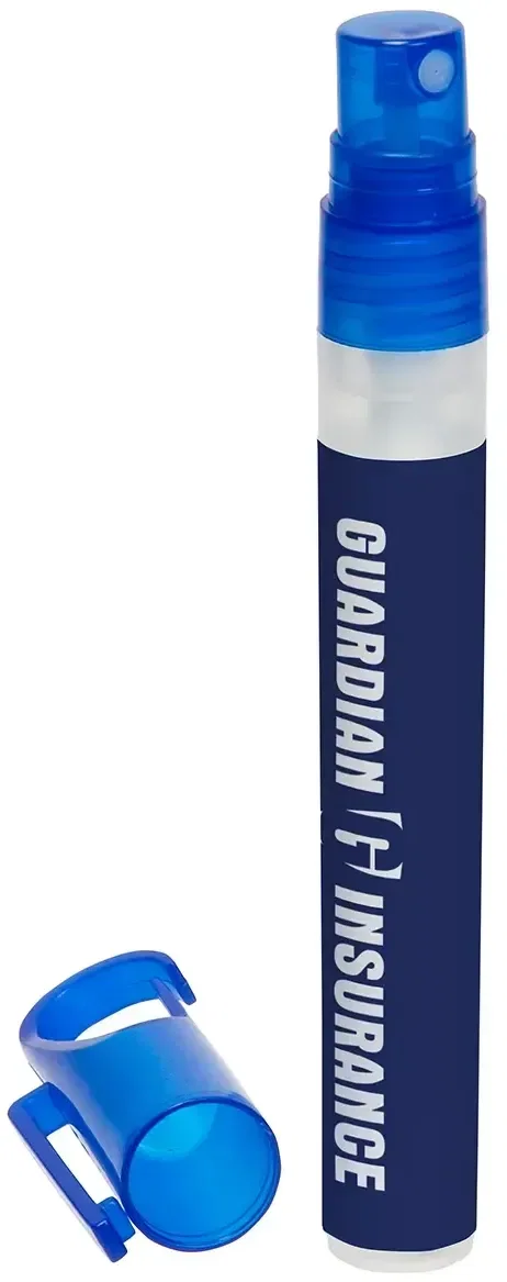 Branded Clipper pen-clip hand sanitizer, side view of pen-style clip