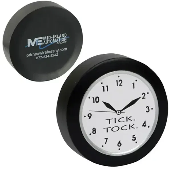 Clock Stress Reliever, custom round wall-clock foam squeeze toy for branded logo promotions