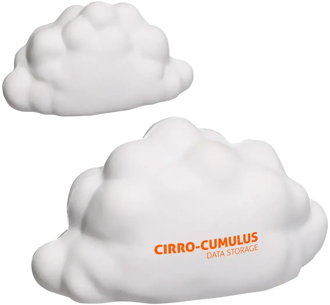 Cloud Stress Reliever close-up of the imprint area on the promotional custom squeeze toy