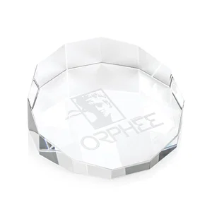 12-Sided Faceted Crystal Paperweight, 3.25" x 1.125"