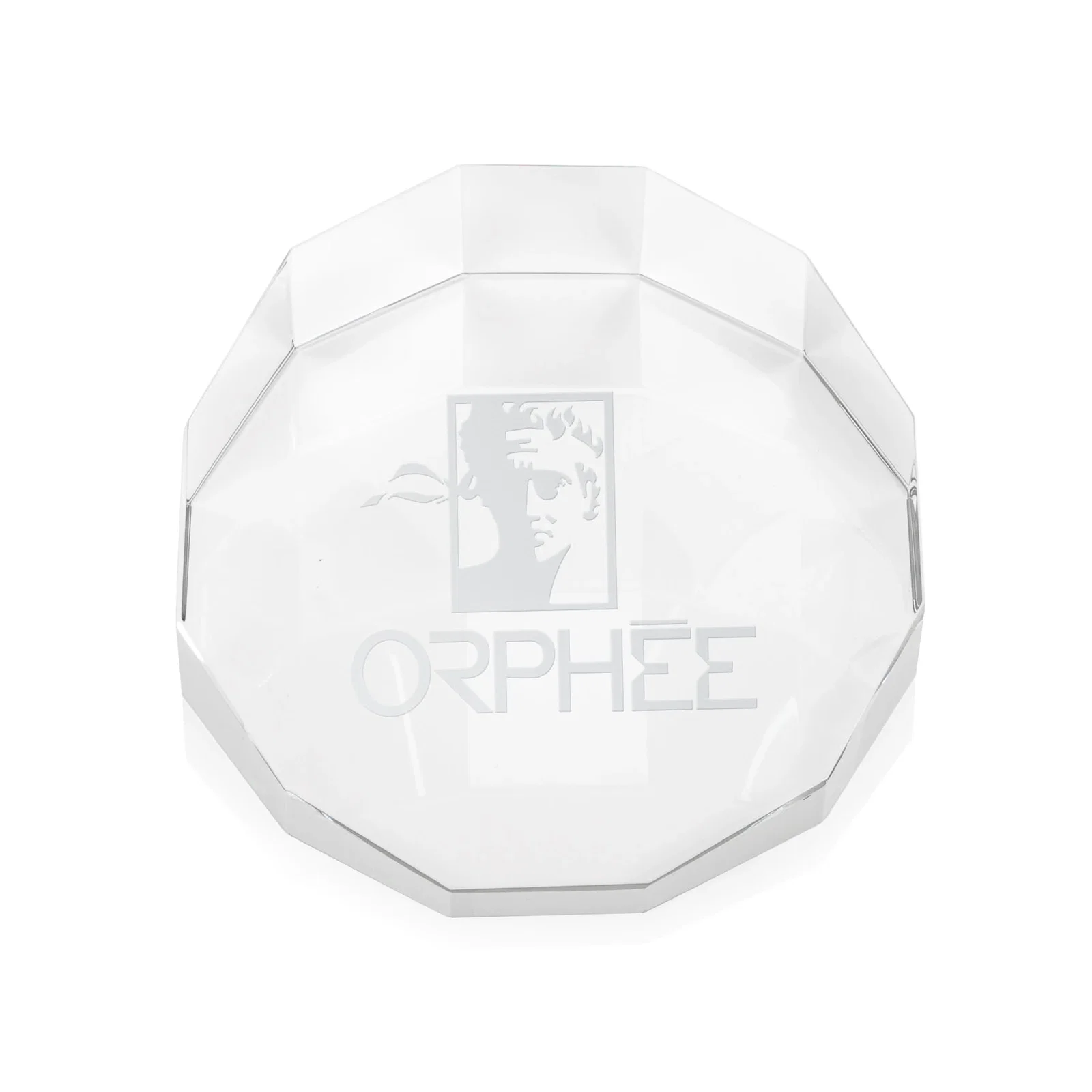 Custom 12-Sided Faceted Crystal Paperweight, 3.25" x 1.125", client appreciation gift for corporate award ceremonies