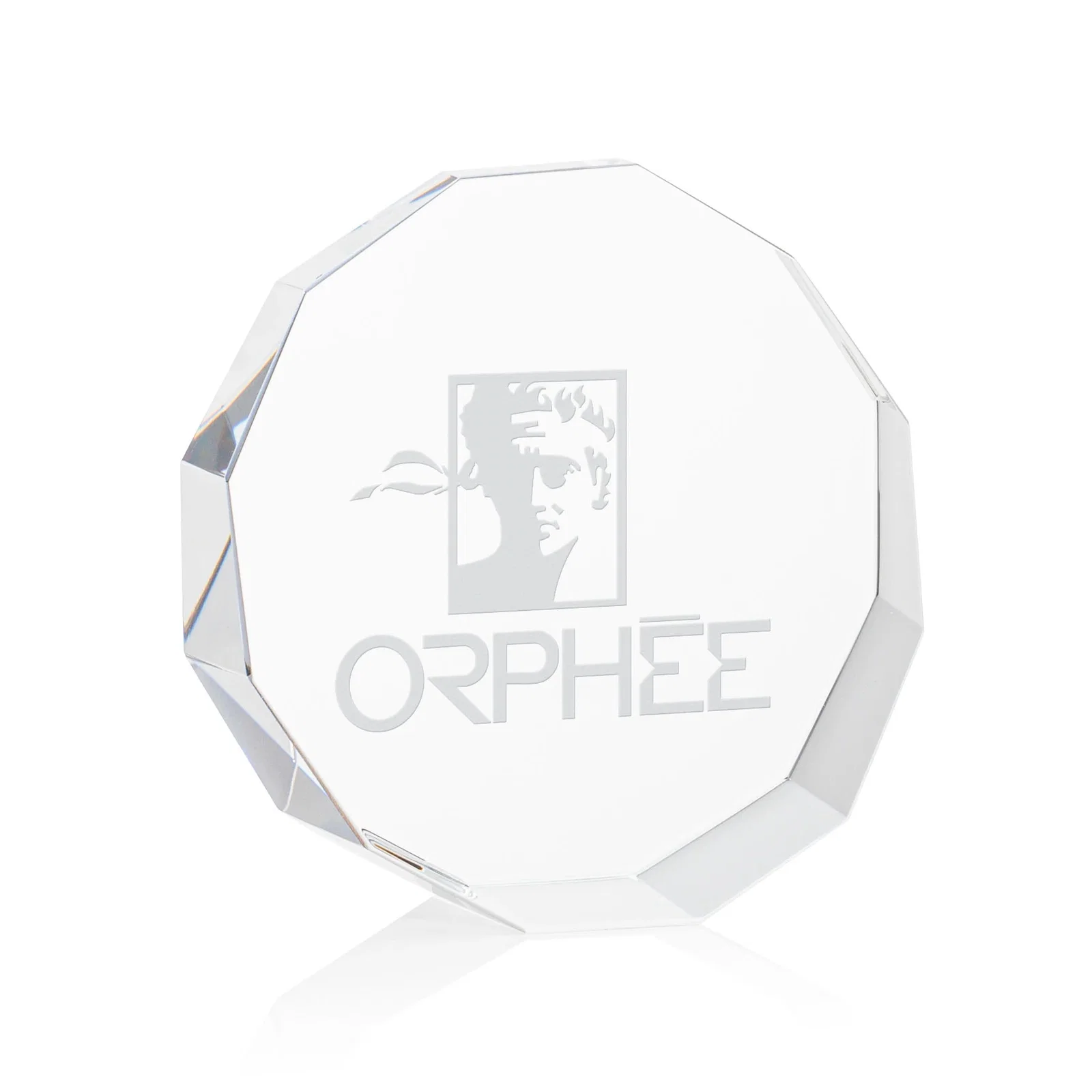 Custom 12-Sided Faceted Crystal Paperweight, 3.25" x 1.125", client appreciation gift for service anniversary gifts