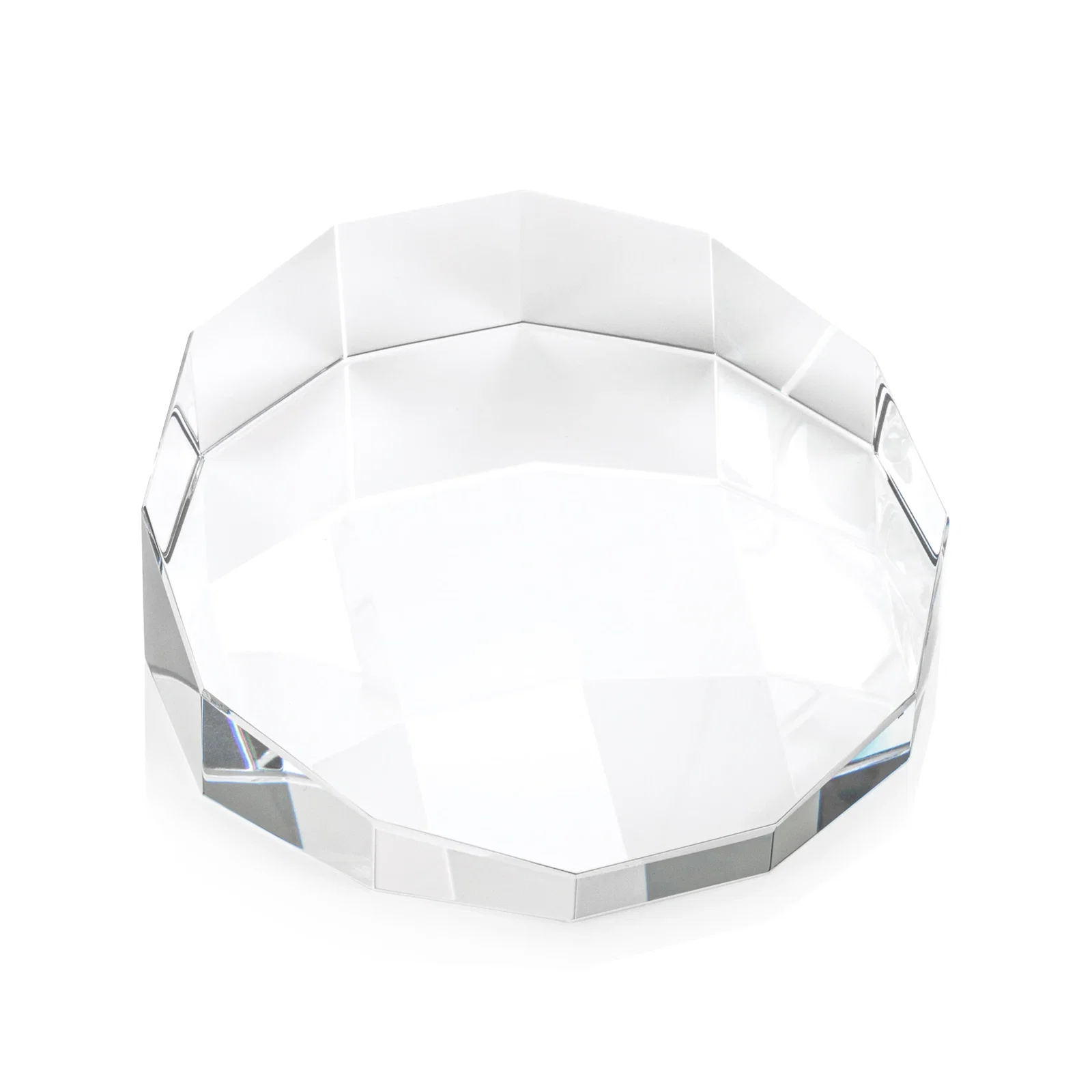 Custom 12-Sided Faceted Crystal Paperweight, 3.25" x 1.125", client appreciation gift for graduation ceremonies