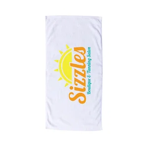Coastal White Cotton Beach Towel, 30" x 60", Embroidered