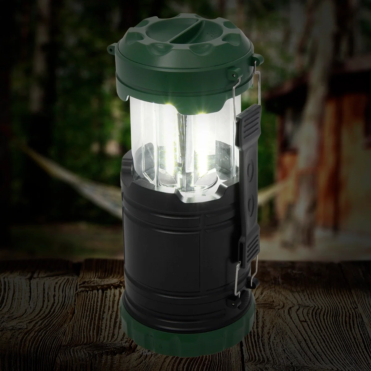 Lantern extended upward into its open position