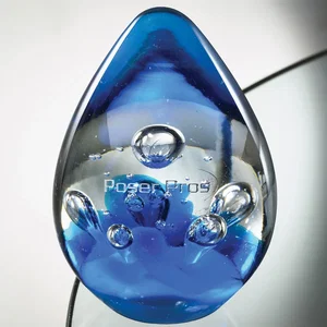 Cobalt Blue Art Glass Award, 3" x 4.5", Etched Imprint