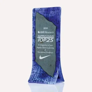 Freestanding Cobalt Double-Fusion Art Glass Award