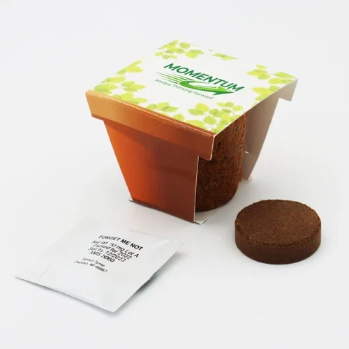 Coco Coir Planter Seed Kit close-up of natural coconut coir pot with custom branding area