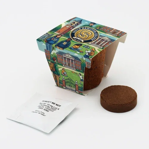 Coco Coir Planter Seed Kit angled view of eco-friendly coir container and seed contents