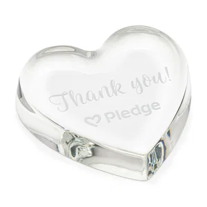 Domed Heart Crystal Paperweight, 4" x 3.75" x 0.75" Starfire Glass