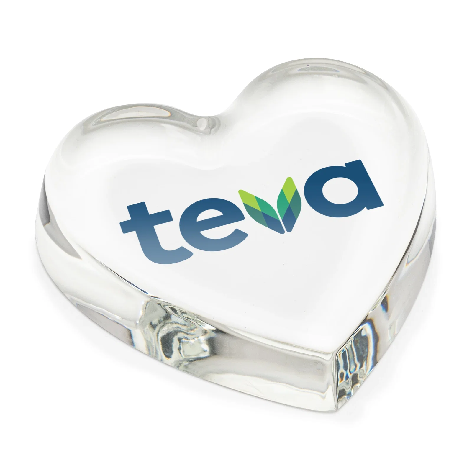 Custom Domed Heart Crystal Paperweight, 4" x 3.75" x 0.75" Starfire Glass, client appreciation gift for corporate award ceremonies
