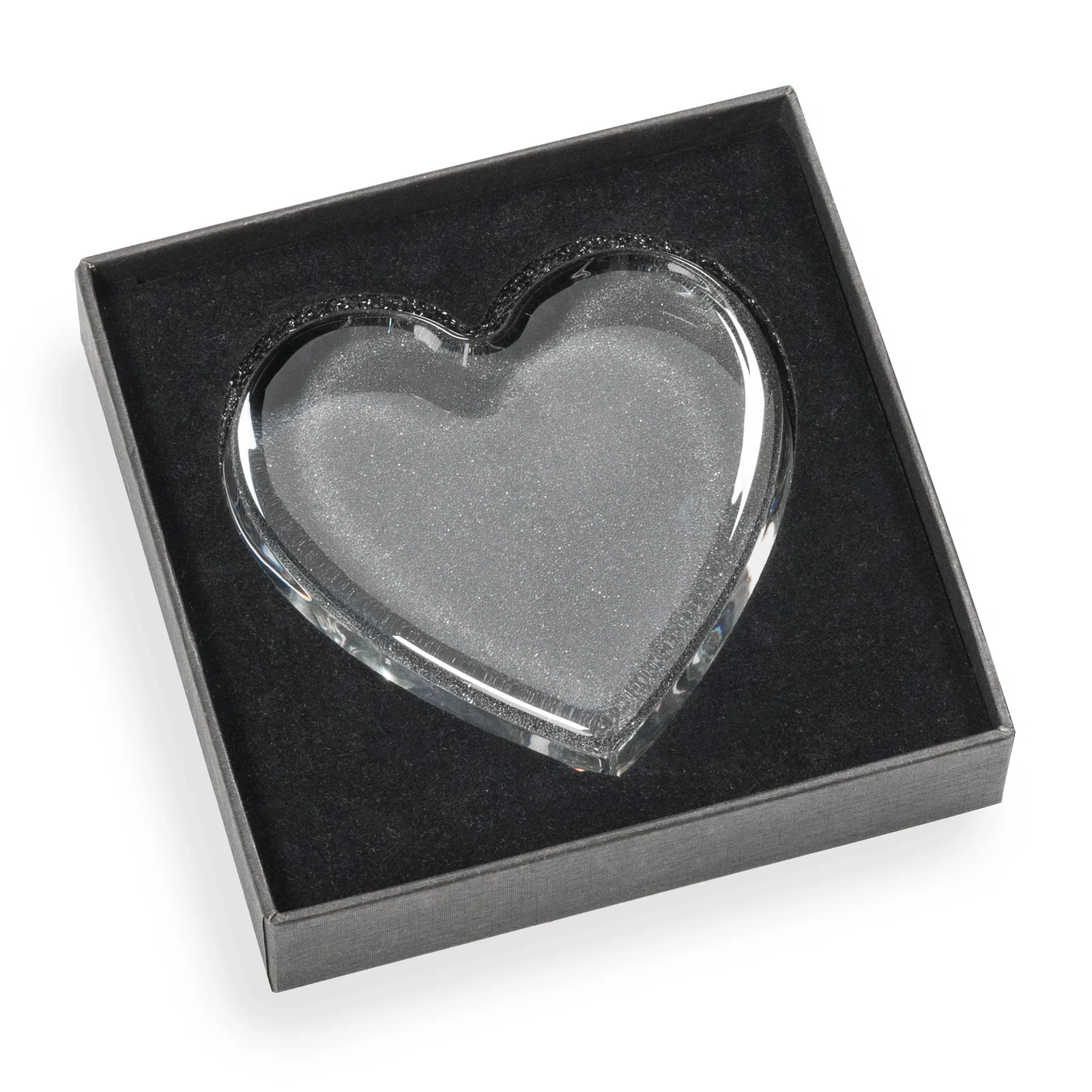 Custom Domed Heart Crystal Paperweight, 4" x 3.75" x 0.75" Starfire Glass, client appreciation gift for service anniversary gifts