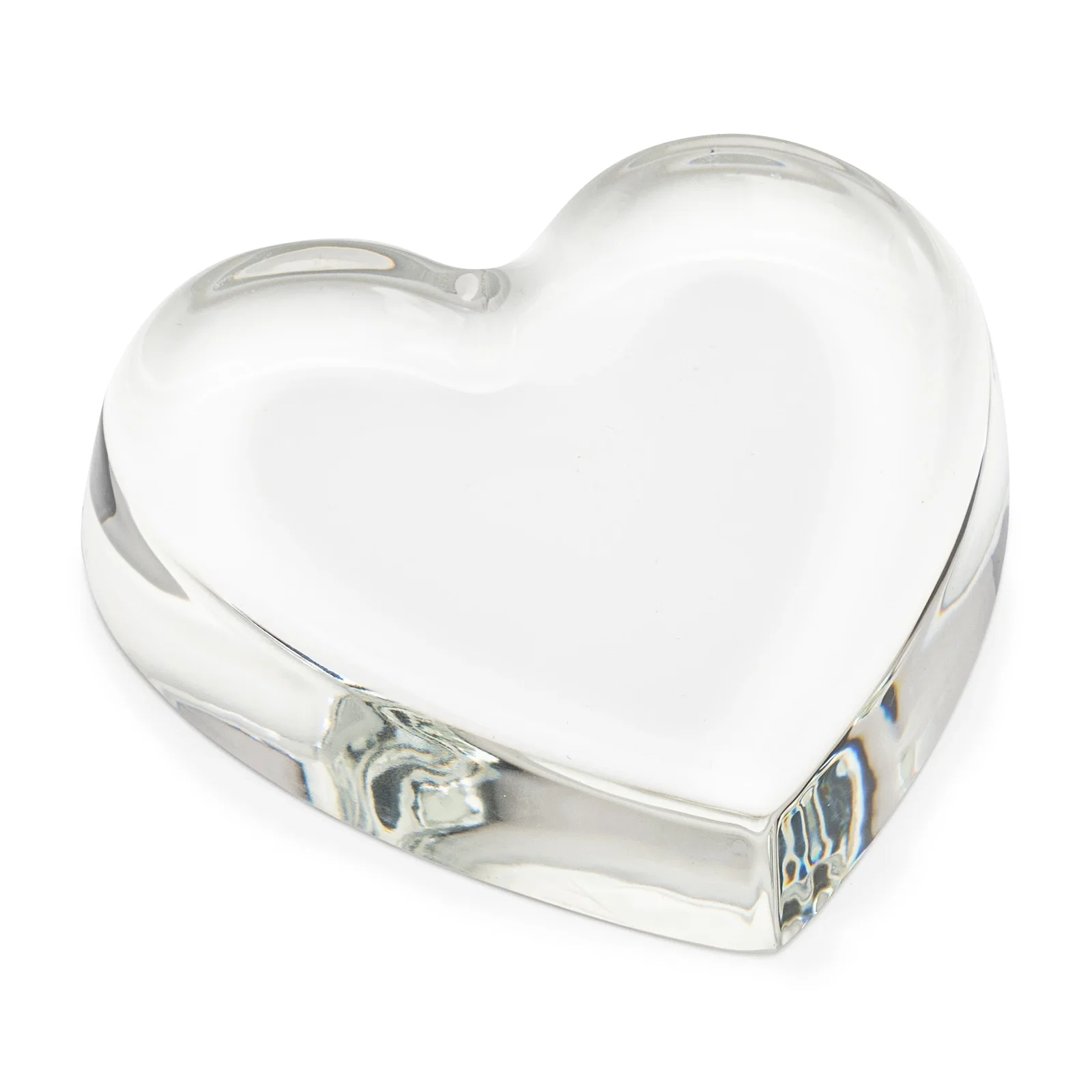 Custom Domed Heart Crystal Paperweight, 4" x 3.75" x 0.75" Starfire Glass, client appreciation gift for sales achievement awards
