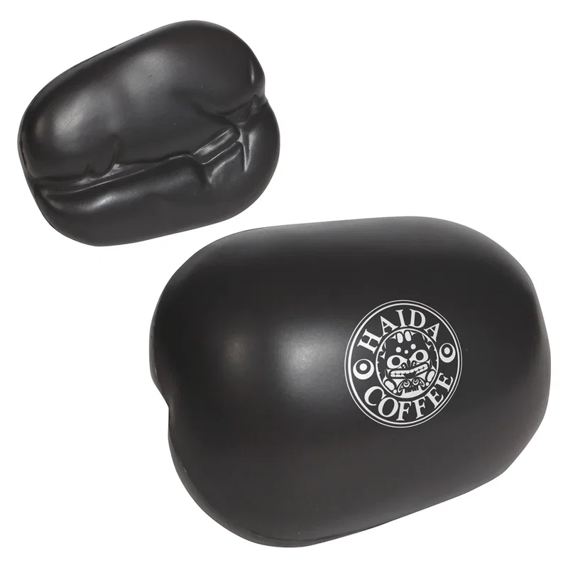 Coffee bean shaped stress reliever, about 2.75 inches long