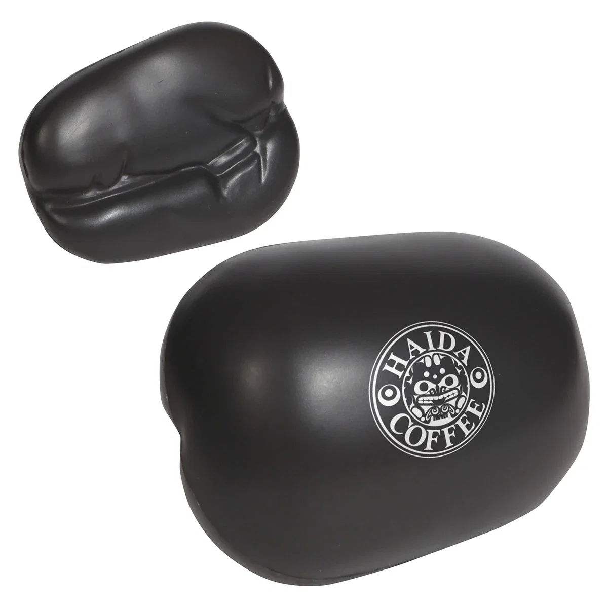 Coffee bean shaped stress reliever, about 2.75 inches long