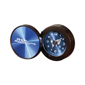 Coin Shaped Metal Desk Clock, 2" x 2" x 0.88", Laser Engraved