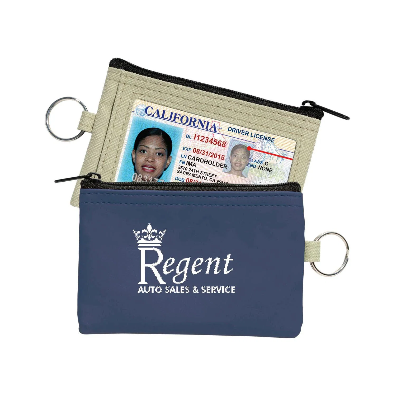 Coin Pouch W/Id Window & Split Ring — Blue
