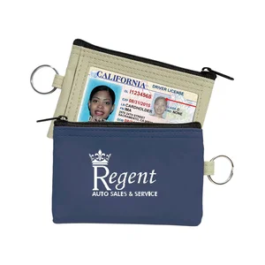 Coin Pouch with Id Window & Split Ring, 4.75" x 3.25" Polyester, 1-Color Imprint