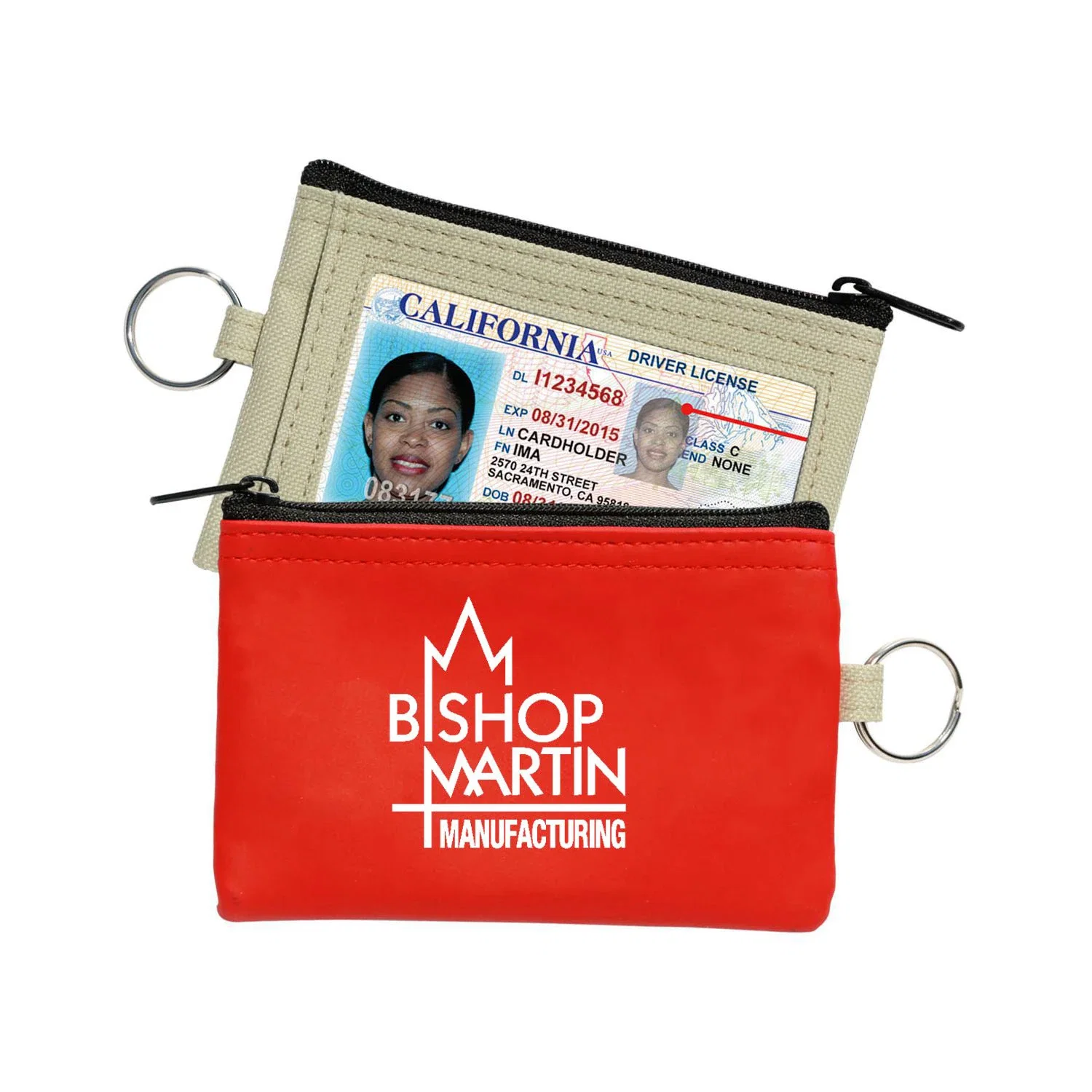 Coin Pouch W/Id Window & Split Ring — Red — view 2