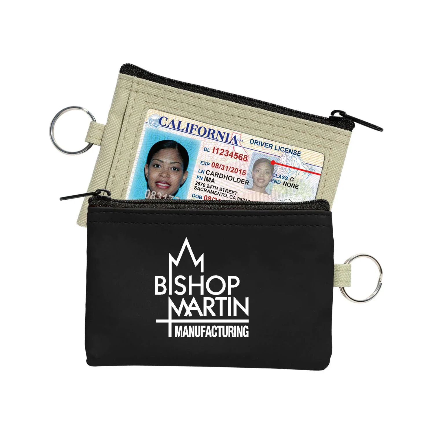 Coin Pouch W/Id Window & Split Ring — Black — view 3