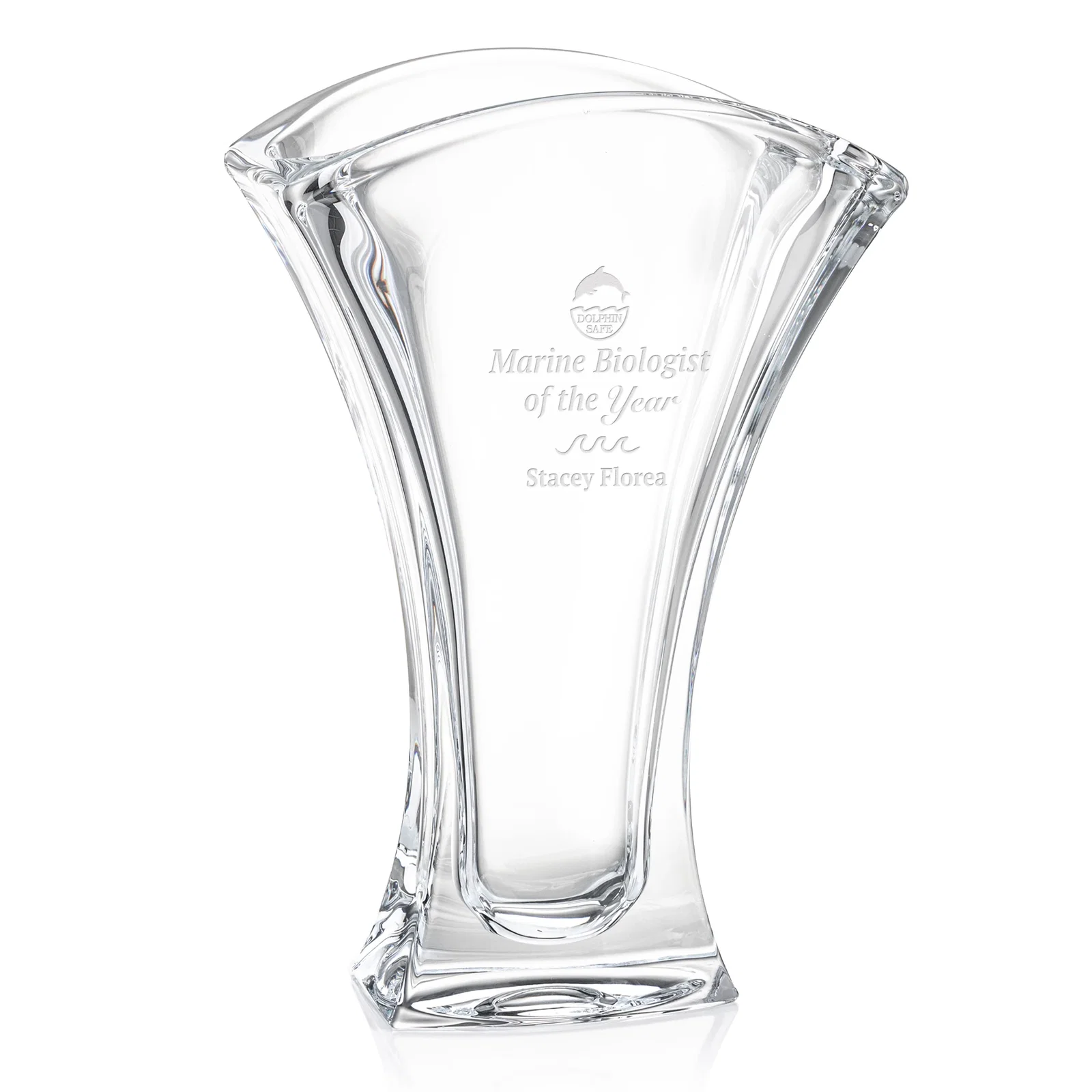 Custom Lead Free Crystalline Vase with Concave Tapered Sides for employee recognition