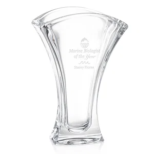 Lead Free Crystalline Vase with Concave Tapered Sides
