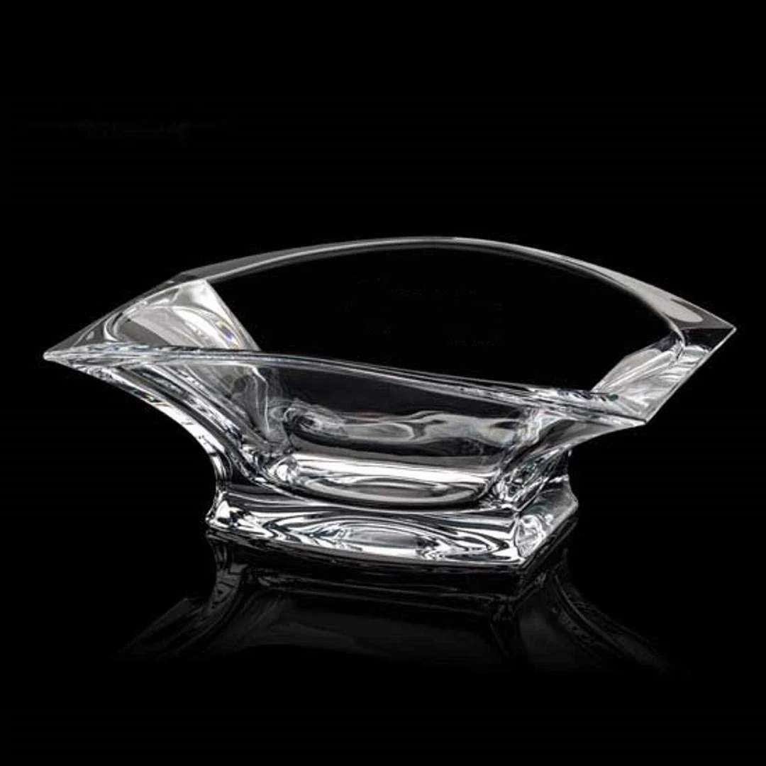 Custom Lead Free Crystalline Bowl with Concave Tapered Sides for corporate award ceremonies