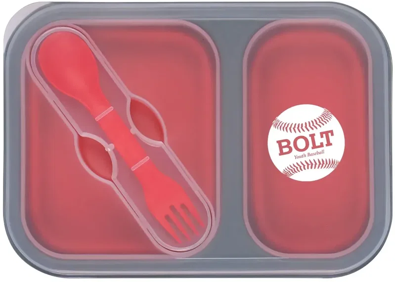 Collapsible 2-Section Food Container With Dual Utensil — view 3