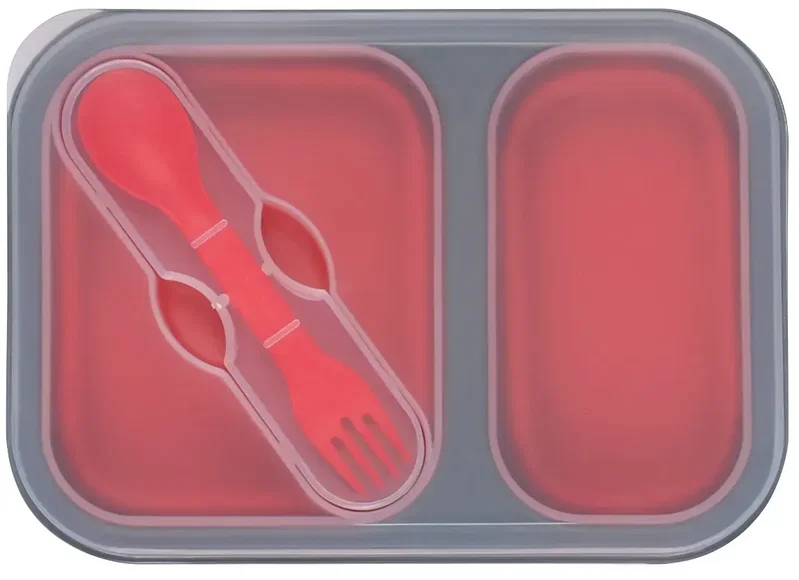 Collapsible 2-Section Food Container With Dual Utensil — view 5