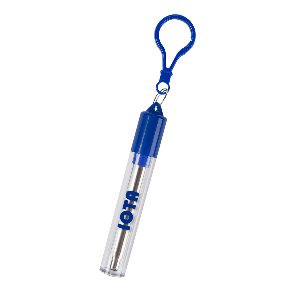 Collapsible stainless steel straw stored in its compact carrying case