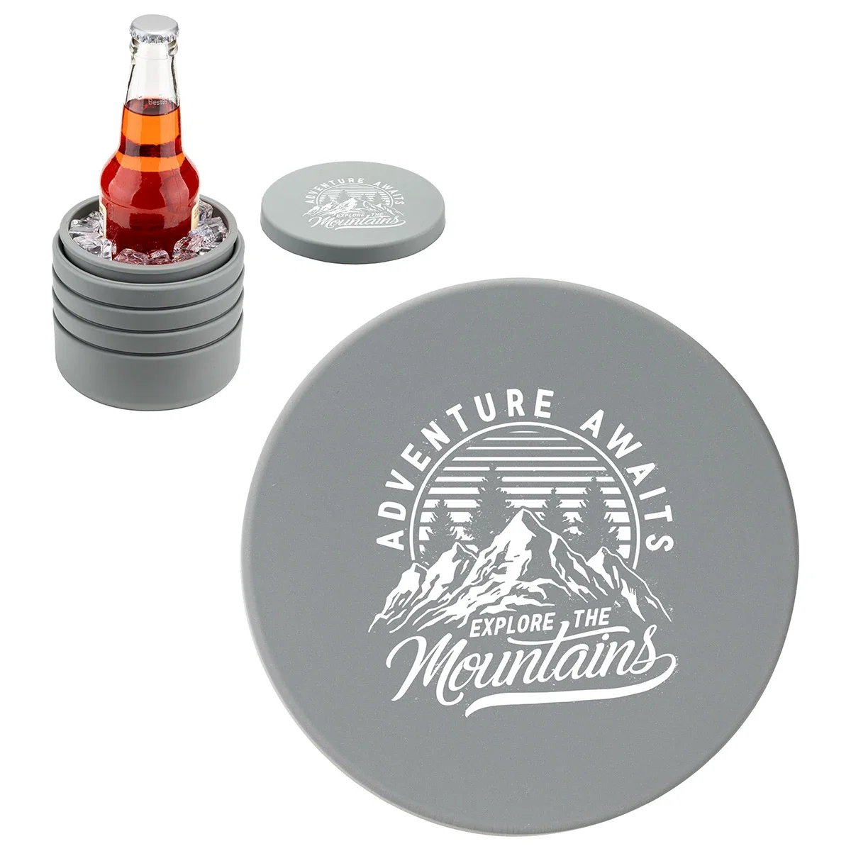 Custom Collapsible Wine Cooler & Ice Bucket, front view fully expanded