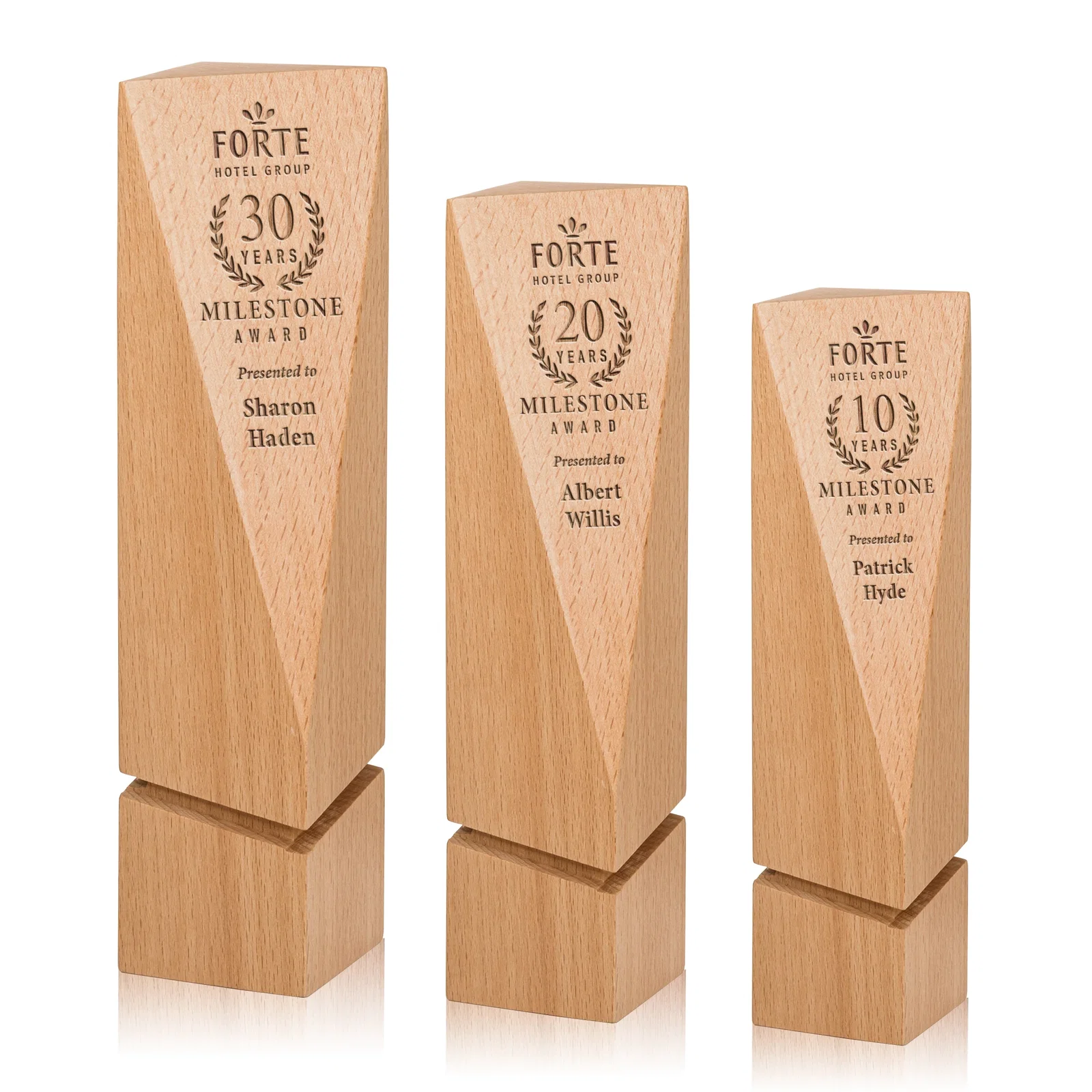 Custom Abstract Geometric Beechwood Sculpture for employee recognition
