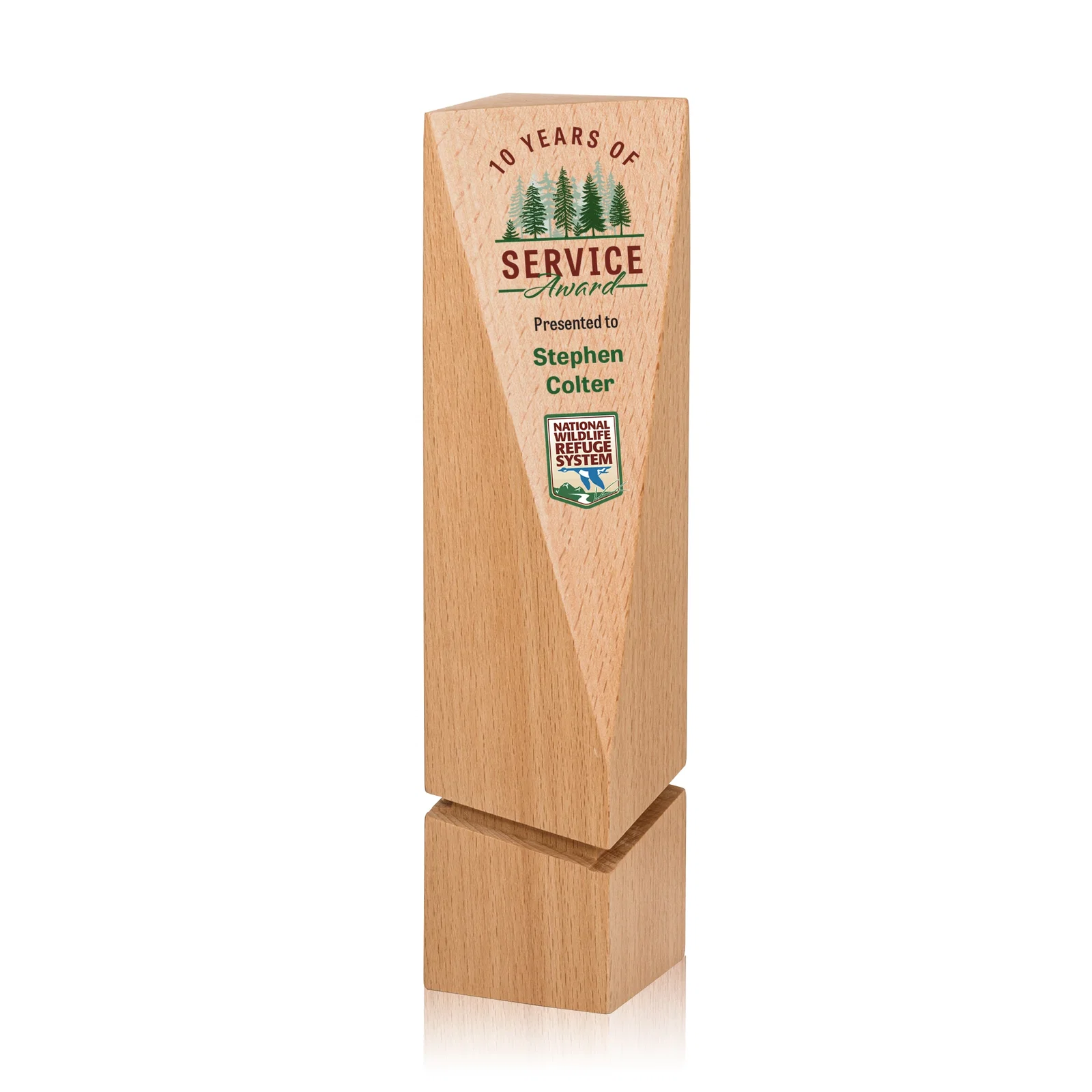 Custom Abstract Geometric Beechwood Sculpture for company anniversary events