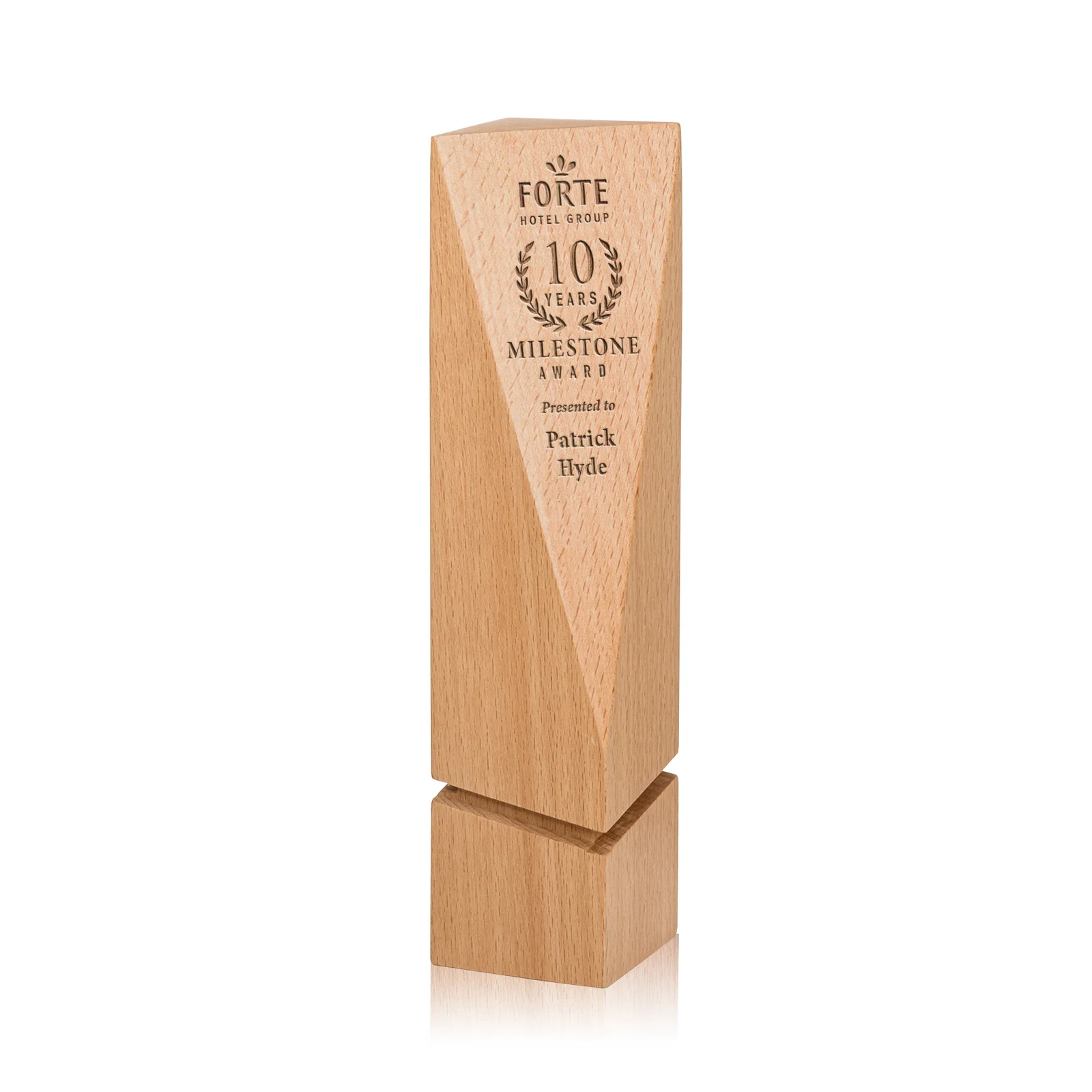 Custom Abstract Geometric Beechwood Sculpture for corporate award ceremonies