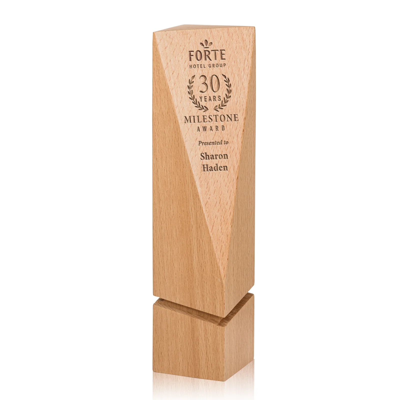 Custom Abstract Geometric Beechwood Sculpture for sales achievement awards