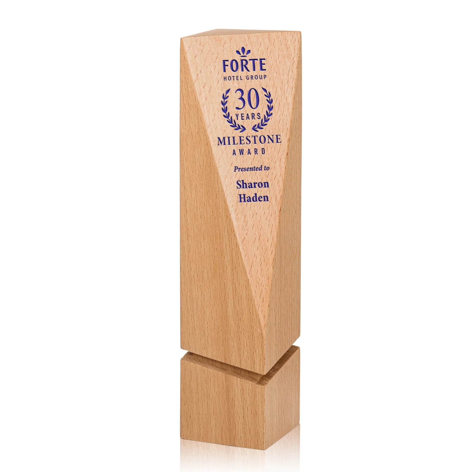 Custom Abstract Geometric Beechwood Sculpture for safety achievement programs