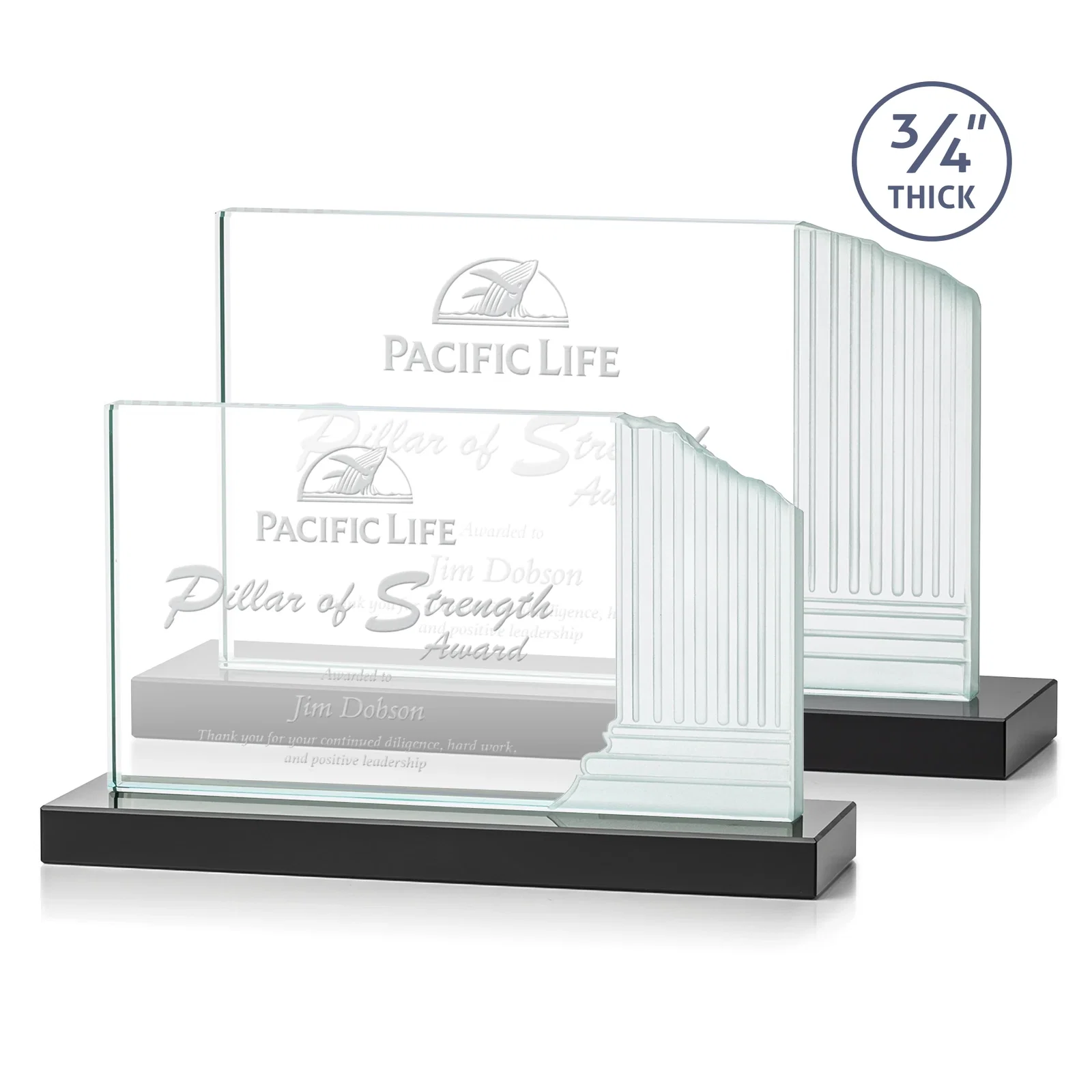 Custom Starfire Crystal Roman Colosseum Award on Black Base, awards for employee recognition