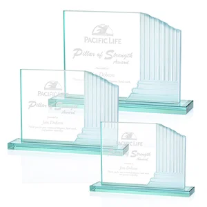 Jade Glass Award Sculpted Into Stepped Colosseum Pillars