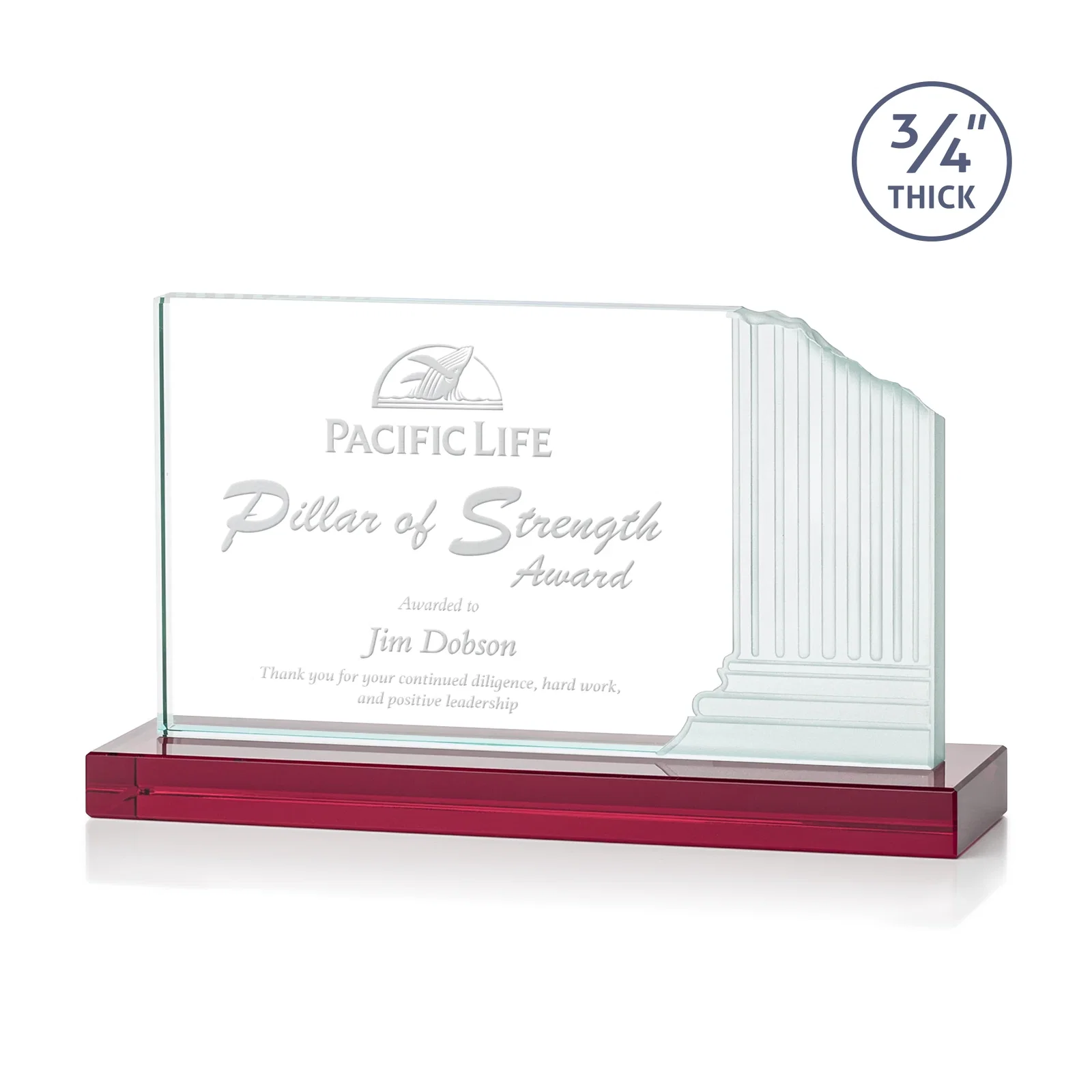Custom Starfire Crystal Roman Colosseum Award on Red Base, awards for corporate award ceremonies