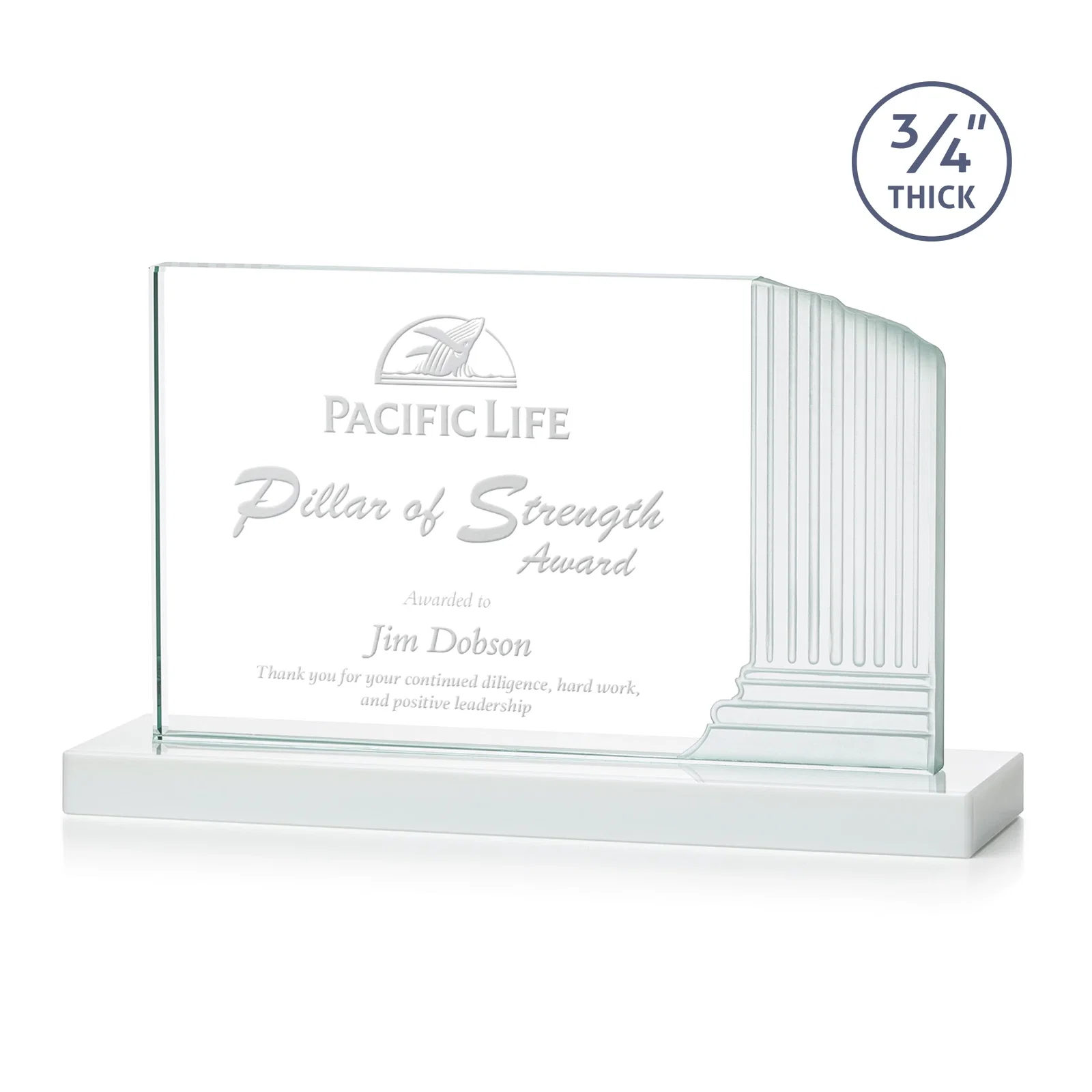 Custom Starfire Crystal Roman Colosseum Award on White Base, awards for service anniversary gifts