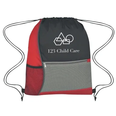 Drawstring closure and shoulder cords at the top