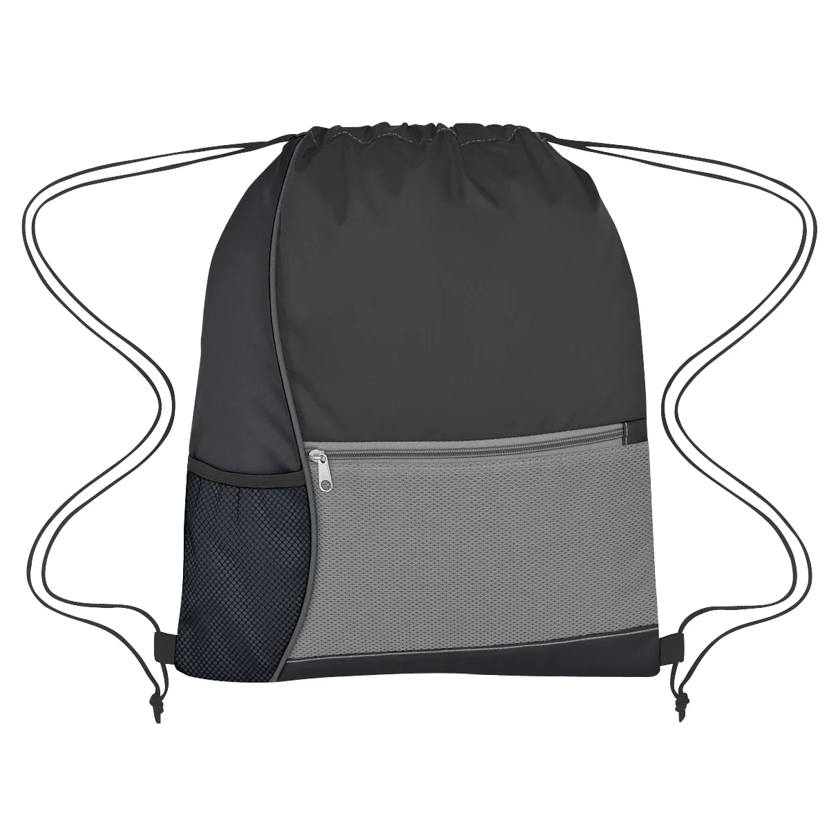 Roomy 14 by 17 inch sack for gym clothes and shoes