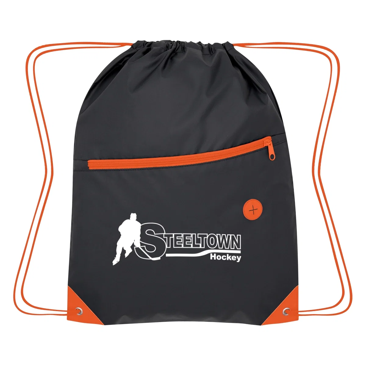 Bright drawstring bag sized for gym clothes and shoes