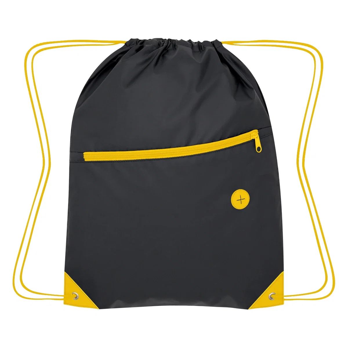Tall silhouette of the drawstring bag seen at an angle
