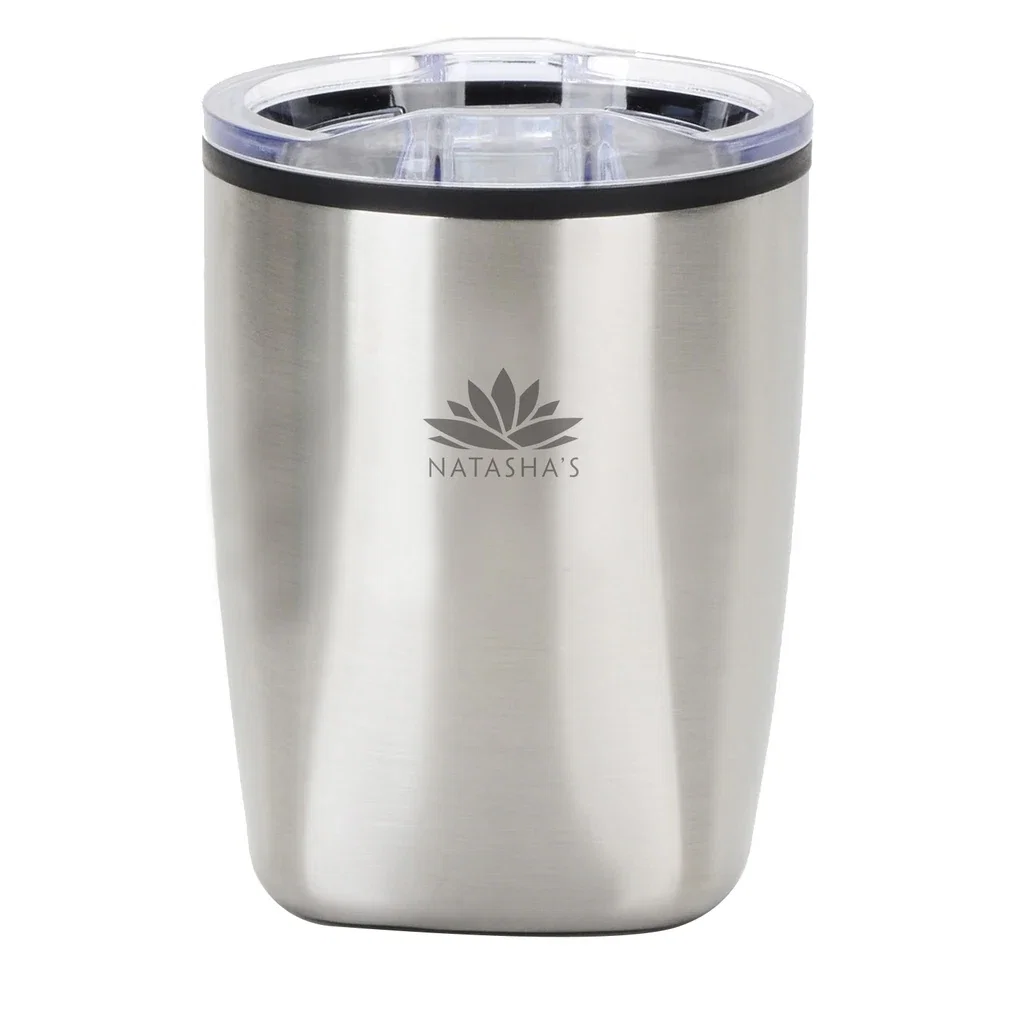 Color Splash 12 oz Stainless Steel Economy Tumbler — Silver / Black — view 2