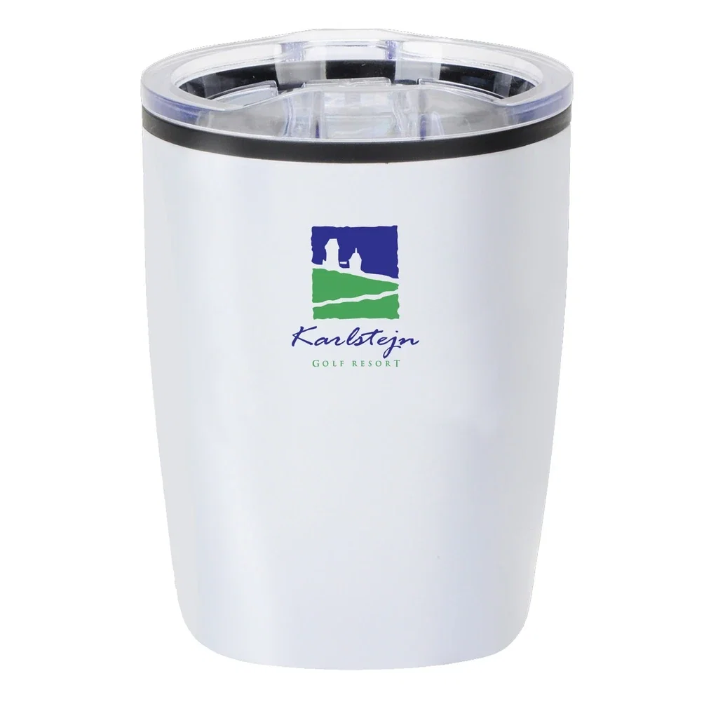 Color Splash 12 oz Stainless Steel Economy Tumbler — White / Black — view 3